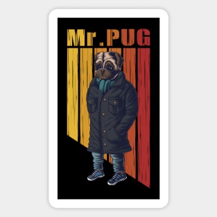 Mr. pug dog illustration Magnet